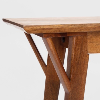 Stratford Walnut Brown Mid Century Solid Wood Entryway Bench