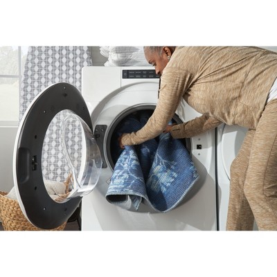 Slate Damask Chenille 8' x 10' Easy-Care Area Rug