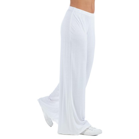 Comfortable Solid Color Palazzo Lounge Pants-White-1X
