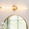 POWLIG 30.31-in 1-Light Gold Modern Dimmable Wall Sconce Strip Mirror Headlights Dresser Light Bar - 2 of 4