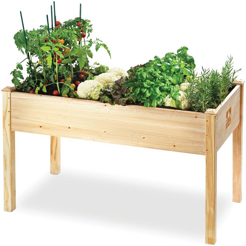 Raised Garden Bed - Elevated Wood Planter Box with Bed Liner - Planter Box with Legs for Flowers, Herbs - 200lb Capacity - 48x26.5x30 Maple99, 4 of 11
