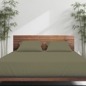 Emicey 2/3 set of cool bamboo fiber bed sheet covers, 12 inches deep, including 1 bed sheet and 2 pillowcases - 1 of 4