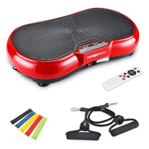Wonder Maxi 3D Vibration Plate Exercise Machine Fitness Platform with Dual  Motor Oscillation, Remote Control, and Resistance Bands, Red