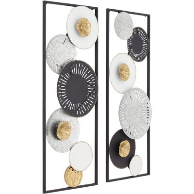 Selke 35" Black and White Metal Framed Wall Art Set
