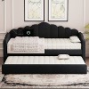 Kumasinova Twin Size Upholstered Daybed with Trundle,Sofa Bed Frame with USB Ports,Velvet Headboard for Bedroom,Living Room,No Box Spring Needed - 2 of 4