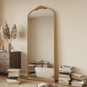 65"x22"  Arched Full Length Mirror Metal Vintage Mirror Baroque Style,Antique Gold - 1 of 4