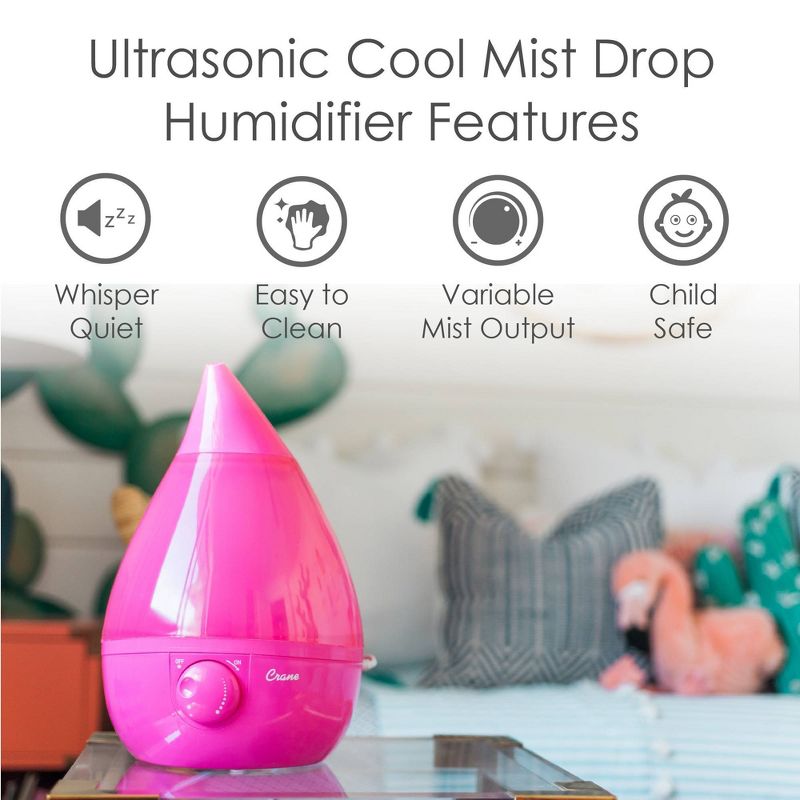 Crane Drop Ultrasonic Cool Mist Humidifier - 1 Gallon, 5 of 13
