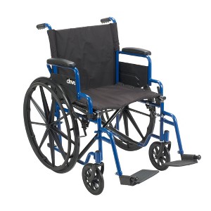 Drive Medical Blue Streak Wheelchair with Flip Back Desk Arms and Swing Away Footrests - 18" Seat - 1 of 4