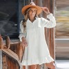 Women's Crisp White Collared Puff Sleeve Shirt Dress - Cupshe - 2 of 4