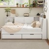 Merax Wooden L-Shaped Daybed with Upholstered Storage Headboard, USB Charging Ports & Storage Bookcase - 2 of 4