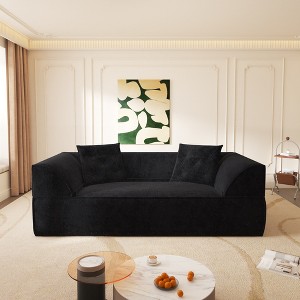 79.5" Sparkling Chenille 3-in-1 Convertible Sofa Bed with Deep Seat, 2 Pillows, and Chaise Lounge - 1 of 4