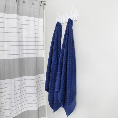 White Metal Wall-Mounted Towel Rack with 6 Hooks