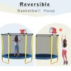 Okak 5.5FT Kids Trampoline with Enclosure Net, Mini Trampoline with Basketball Hoop and Ball, Trampolines for Indoor and Outdoor Use - 3 of 4