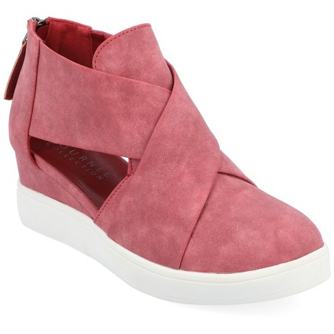 Journee Collection Womens Seena Round Toe Back Heel Zip Wedge Sneakers ...