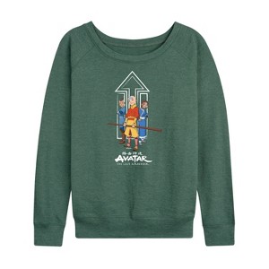 Women's - Avatar: The Last Airbender - Trio Lightweight French Terry Wide Neck Long Sleeve Shirt - 1 of 4