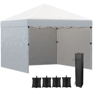 Aghana Digitals Cream Pop Up Canopy Tent: 10x10ft UV30+ Shelter with 3 Sidewalls, Adjustable - 1 of 4