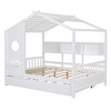 JUJABU Modern Wooden House Bed with Trundle & Storage Shelf for Kids - 2 of 4