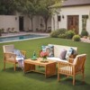 Fortune Candy Indoor/Outdoor Acacia Wood Sofa Set with Cushions, Brown Conversation Furniture - 4 of 4