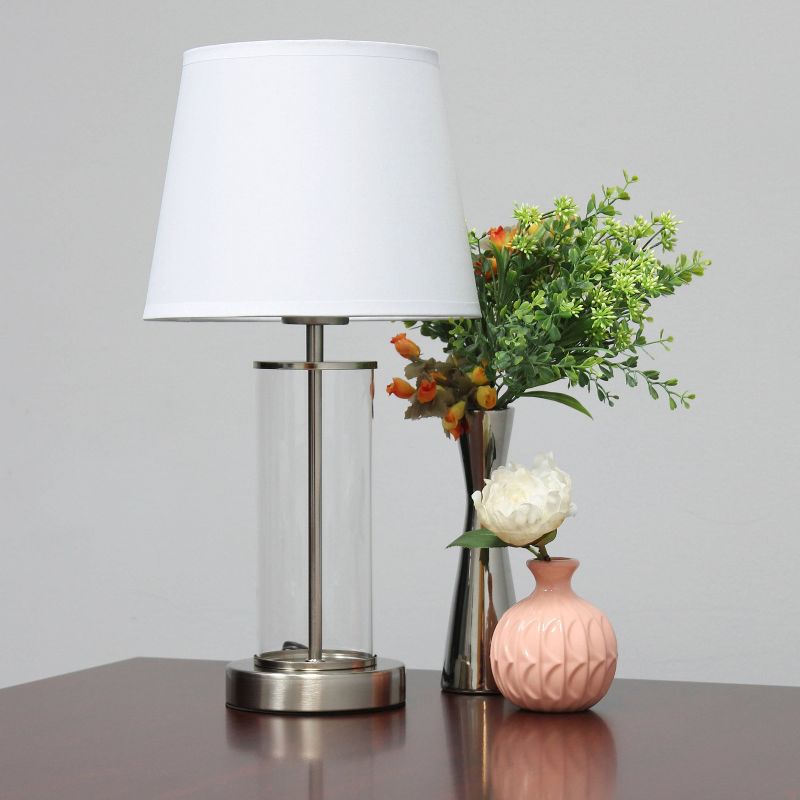 Encased Metal and Clear Glass Table Lamp with Fabric Shade - Simple Designs, 4 of 10