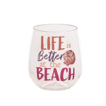 Beachcombers Life At Beach Acrylic Stemless Wine Glass Tumbler