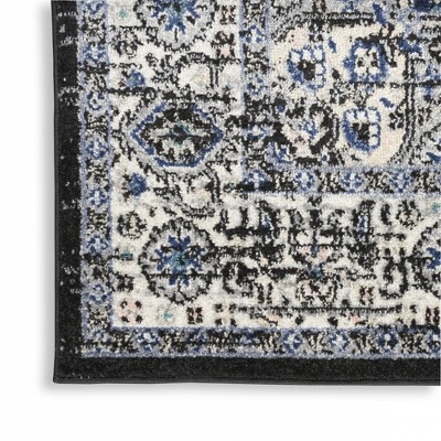 Black Ivory Floral Synthetic 8' x 10' Non-slip Rug