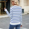 Women's Fall Casual Striped Long Sleeve Knit Sweater Top Label Fashion Shirt - 2 of 4