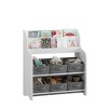 Racxily Kids Bookshelf with 6 Fabric Bins, Multi-Functional Toy Organizer & Display Shelf for Playroom & Bedroom, White & Gray - 2 of 4