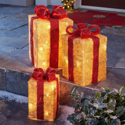 BrylaneHome Pre-Lit Gift Boxes, Set Of 3
