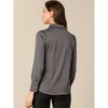 INSPIRE CHIC Women's Puff Long Sleeve Point Collar Vintage Button Work Satin Shirt - 4 of 4