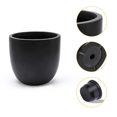 Medium Black Magnesium Oxide Round Outdoor Planter