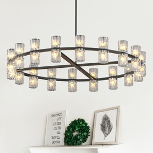 BAOURE 36 Inches Luxury Chandeliers, Black Crystal Chandelier Living Room Decorative Lights Simple Modern Dining Room LED Lighting,for Home Decor - 1 of 4