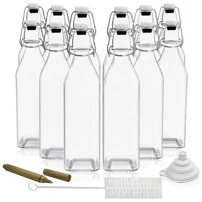 Nevlers 17 Oz Square Swing Top Glass Bottles