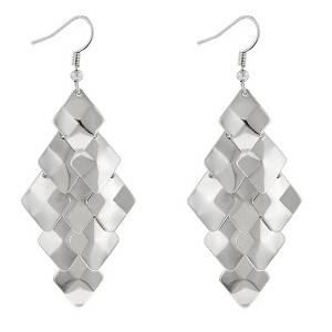 ShineHigh Renaissance Dangle Earrings for Women – Rhodium-Plated Layered Fish Scale Design with Contemporary Silvertone Finish and Fish Hook Backing - 1 of 1