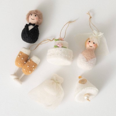 Multicolor Felt Wedding Ornament Set with Wool Details