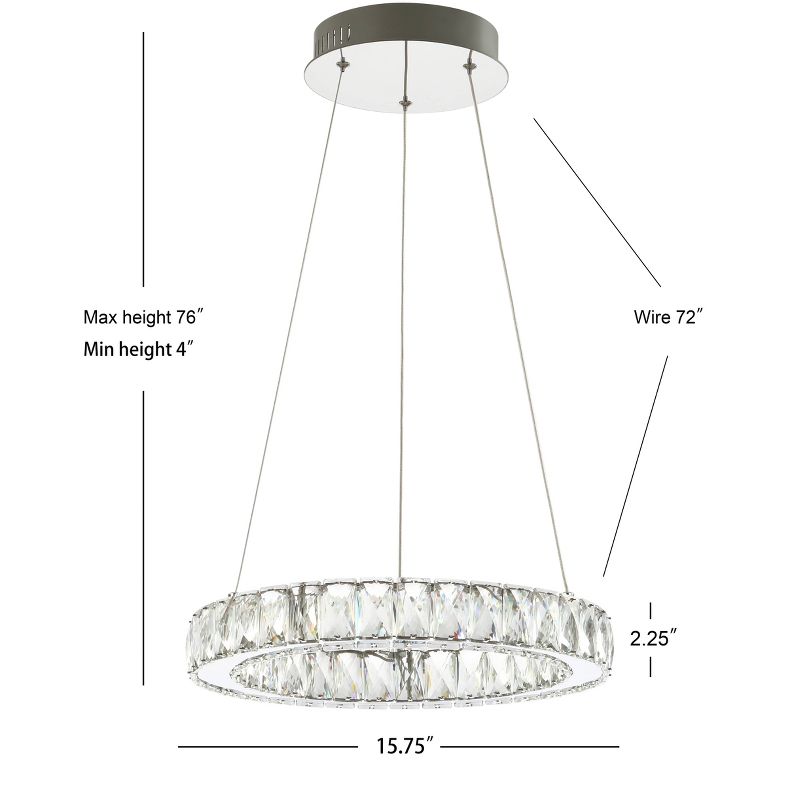 15.75&#34; Metal/Crystal Adjustable Reese Pendant (Includes Energy Efficient Light Bulb) Chrome - JONATHAN Y, 5 of 7