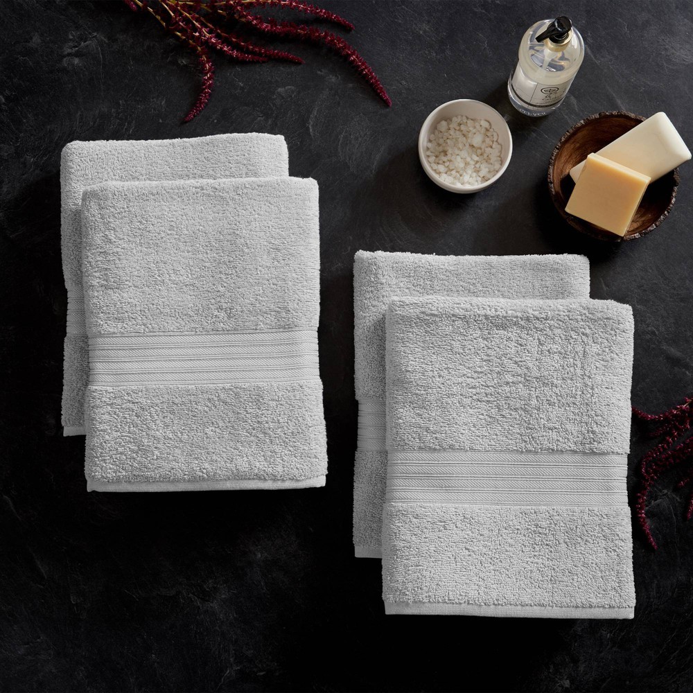 Photos - Towel 4pc Everyday Essential Bath  Set Light Gray - Isla Jade