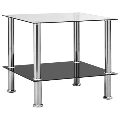 vidaXL Side Table Transparent 17.7 in.x19.7 in.x17.7 in. Tempered Glass