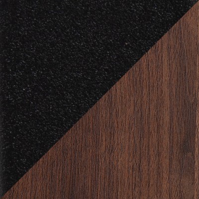 Modern Walnut Wood & Black Steel TV Stand with Cabinet