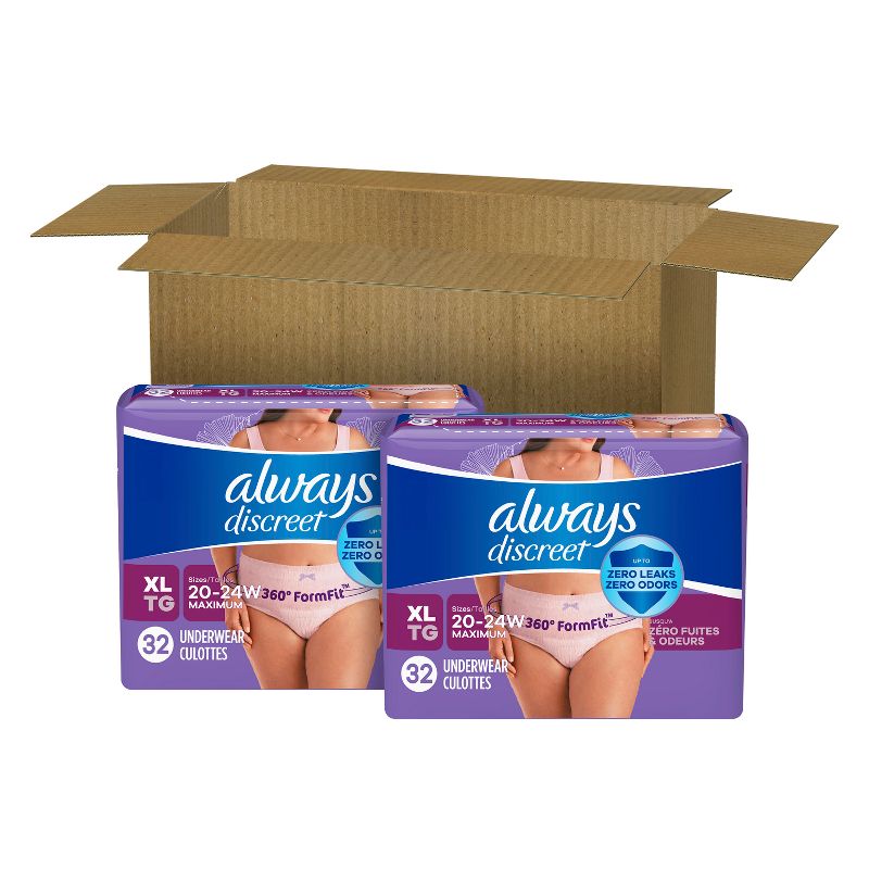 Always Discreet Incontinence Underwear Women&#39;s - Maximum Protection - Extra Large - 64ct, 2 of 12