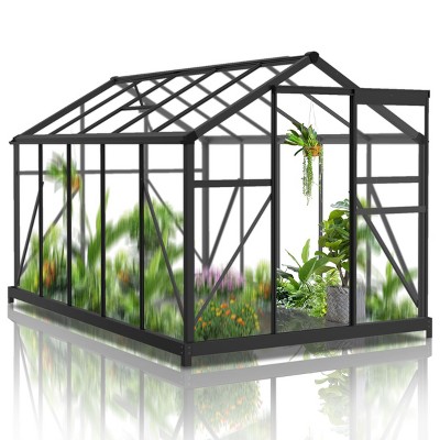 SEVOBAL Greenhouse Quick Setup for Outdoors with Roof Vent Walk in Green Houses Opendoor for Outside Outdoor Garden Backyard, Black, 135"*68"*13.5"