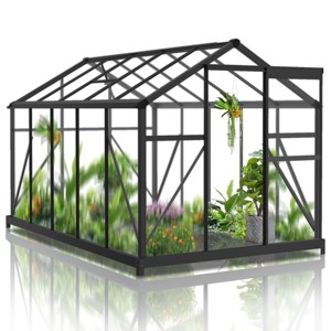 SEVOBAL Greenhouse Quick Setup for Outdoors with Roof Vent Walk in Green Houses Opendoor for Outside Outdoor Garden Backyard, Black, 135"*68"*13.5" - 1 of 4