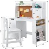Jojoka Kids Desk and Chair Set,Wooden Study Table with Storage Shelf,Writing Table for Boys and Girls,White - 3 of 4
