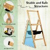 Cesicia Brown Bamboo 3-Step Foldable Ladder with Tool Storage Bag - 4 of 4
