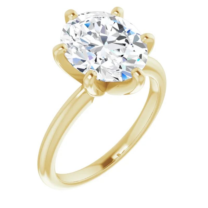 Pompeii3 3 Ct Oval Moissanite Solitaire Engagement Ring 14k Yellow Gold, 4 of 6