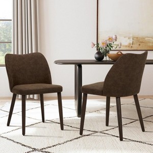 Set of 2 Modern Upholstered Dining Chairs with Padded Seat and Wood Legs, Fabric Side Chairs for Kitchen, Dining Room, or Café - 1 of 4