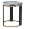 24" Round Faux Marble End Table with Metal Frame and Decorative Legs, Contemporary Accent Piece for Living Room or Bedroom - 3 of 4