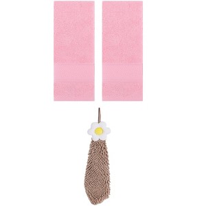 REGALWOVEN 3 Pcs Soft Absorbent Hand Towel Bathroom Decorative Set - 1 of 4