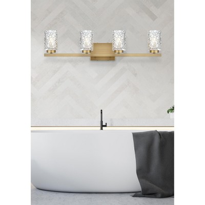 Satin Gold and Clear Glass 31" Modern Wall Sconce