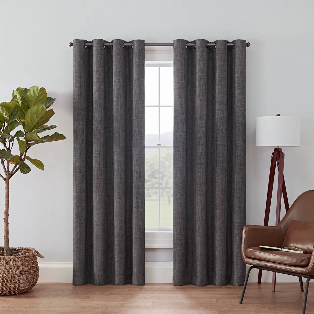 Photos - Curtains & Drapes Eclipse 52"x63"  Blackout Rowland Window Curtain Panel Charcoal Gray 