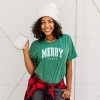 Simply Sage Market Merry Vibes Varsity Thick Outline Short Sleeve Tee - M - Grass - 2 of 4
